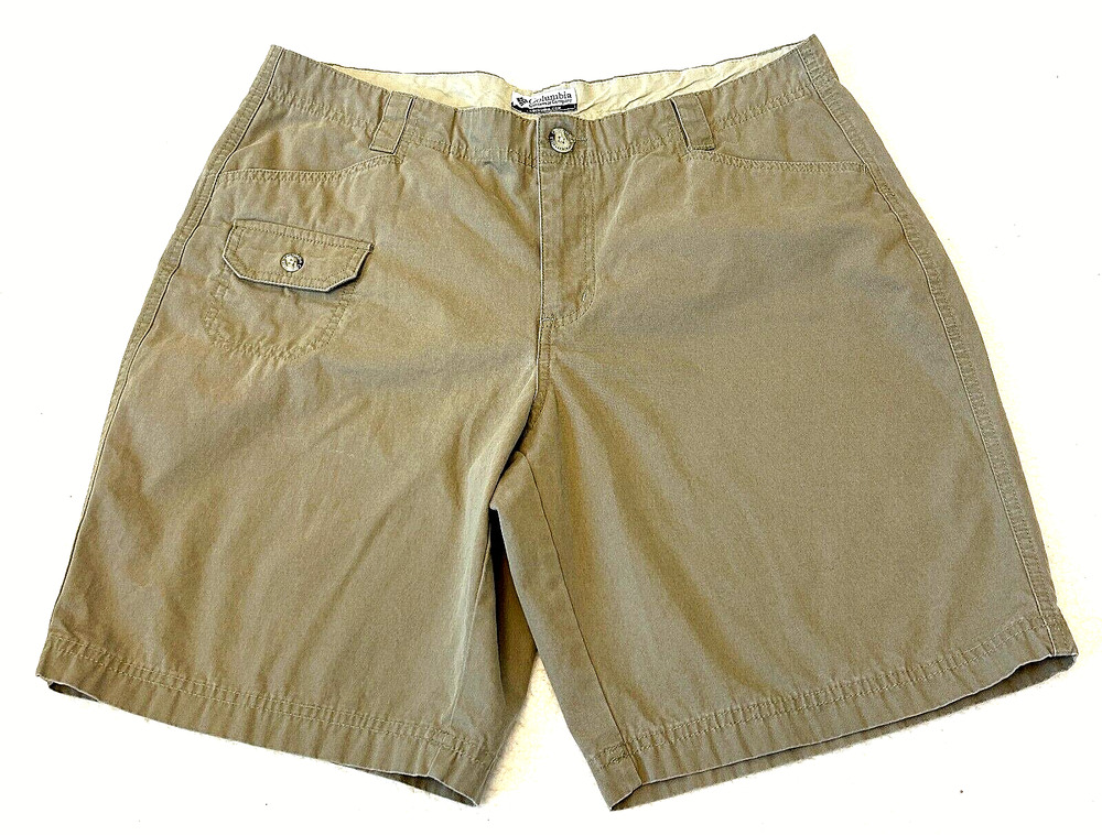 Columbia Women's Shorts Size 14 Green Outdoors Flat Front Hiking Cotton Pockets
